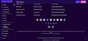 Crashino innskudd og uttak